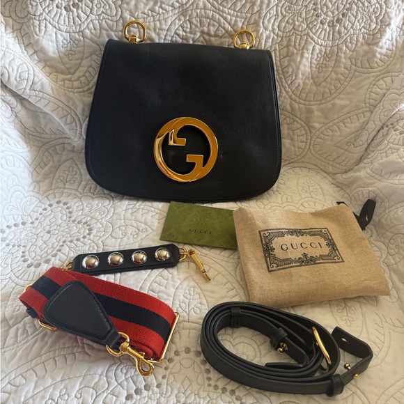 New Gucci Blondie NM Flap Leather Shoulder Crossbody Bag